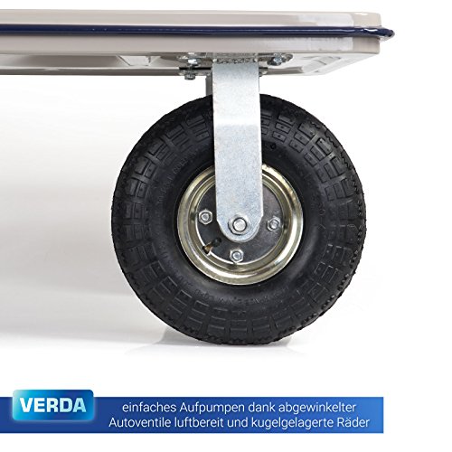 Plattformwagen 300 kg luftbereift Transportwagen Handwagen Transportkarre SN300C - 5