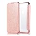 Produktbild Apple iPhone X Handyhülle,iPhone X Hülle,WIWJ PU Cover Case Leder Flip Wallet Schutzhülle[2 in 1 Glitzer TPU+Leder Kasten]Hülle für iPhone X-Roségold
