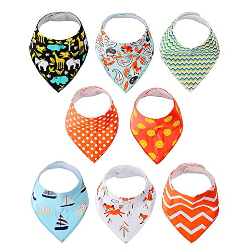 iNeibo Baby Dreieckstuch Lätzchen Spucktuch Mit Druckknöpfen, 100% saugfähige und weiche Baumwolle Halstücher, Multifunctional, Wasserdichte TPU Auskleidung für 0-3 Jahre (Unisex)