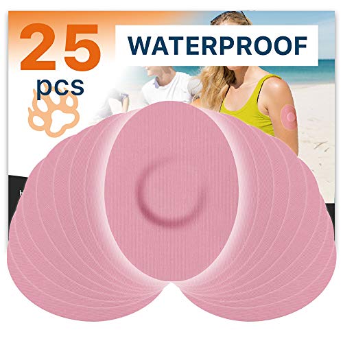 Fixic Paquete de 25 Parches Adhesivos fijos, para Enlite, Guardián, Freestyle Libre, Mejor fijación, precortados, Color Rosa, sin Agujero