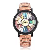 Filfeel Armbanduhr, moderne weibliche männliche Studenten Quarz Armbanduhr runde PU Bügel Uhren(Compass Dial)