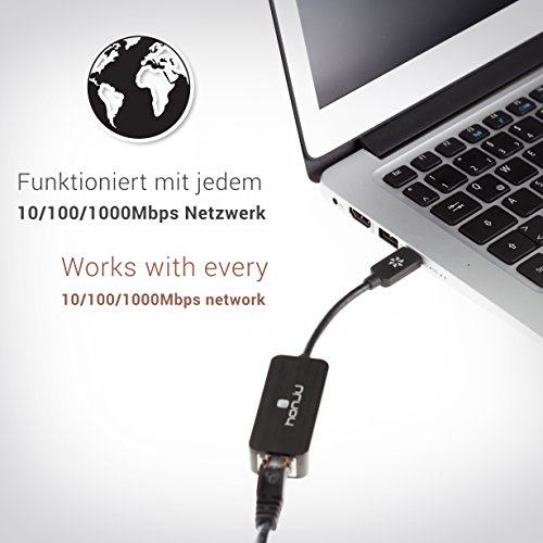 honju USB-C (Thunderbolt 3) auf Gigabit Ethernet Adapter fÃ¼r PC/Notebook/MacBook - schwarz [USB-C | RJ45-Port | 10/100/1000Mbps | Plug & Play | Wake-on-Lan Funktion | 
