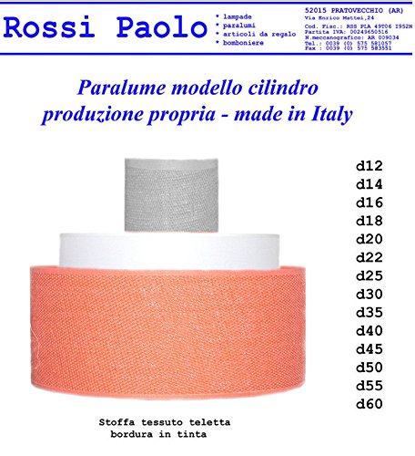 Idea Beleuchtung: Zylinder Lampenschirm zylindrisch Kapuze Lampenabdeckung in Stoff laminiert PVC-Folie, Durchmesser 40 cm; für Lampen Stehleuchten aus dem Boden Wandleuchten Nachttischlampe Kronleuchter und Suspensionen Weiß, Elfenbein, schwarz Wahl, siehe die Erläuterungen Seite und senden E-Mail; eigene Produktion – Made in Italy - 9