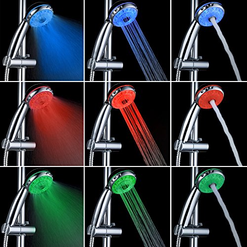 GreForest 3 Farben ändern leuchten LED-Duschkopf für Badezimmer - 2