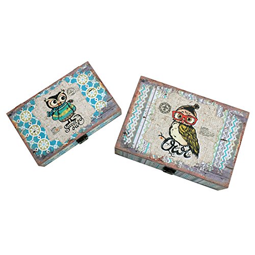 Rebecca Srl Set de 2 Cajas libro Caja de joyeria Canvas Vintage Blanco