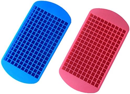 LeMarle Silicone Ice Cubes Trays 2 Pcs Easy Release 160 Trays Frozen Bar Pudding Candy Chocolate Jelly Ice tray Mold, Blue and Red