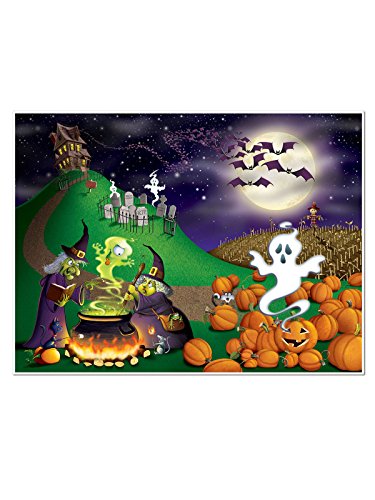 Preisvergleich Produktbild Hexen und Gespenster Halloween Wanddeko Folie bunt 1,5x1,8m