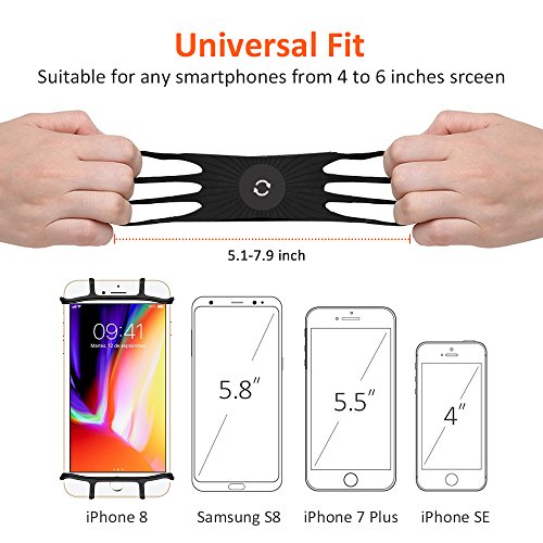 Matone Handyhalterung Fahrrad fÃ¼r iPhone X/8/8 Plus/7/7 Plus/6/6s Plus, Samsung Galaxy & allen Handy mit 4,0 - 6,0 Zoll, Universal Silikon Verstellbarer Handyhalter fÃ¼r Fahrrad Motorrad, 360Â°Rotation (Schwarz)