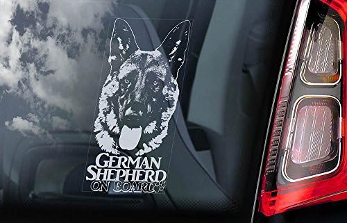 German Shepherd on Board - Car Window Sticker - Dog Sign Decal - External Printed -V16