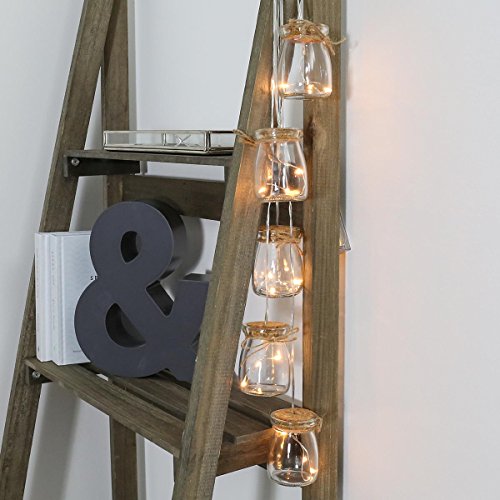 Beleuchtete Deko Einmach-Gläser gefüllt mit Silberdraht Lichtern, batteriebetrieben, 15 LEDs in warmweiß, 68cm, von Festive Lights - 5