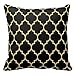 Cotton Square Decorative Throw Pillow Case Cushion Cover Reversible Black And Gold Tan Quatrefoil Pattern Pillow Cover 16" x 16"