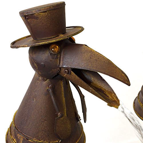 Metallbrunnen mit 2 Raben, Ø46xH43cm, inkl Elektropumpe IPX8 230V 50Hz 5W, Antik-Look / Metall Zimmerbrunnen Dekobrunnen - 3