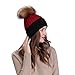 Produktbild Amlaiworld Winter Plüschkugel geschenk Strickmütze damen geschenk Wolle Stricken Hut Frauen Warm Crochet Caps bunt Flickwerk Schirmmützen (One size, Rot)