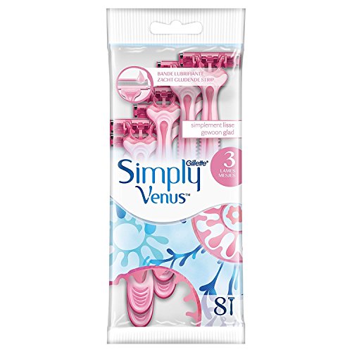 Gillette Simply Venus 4 Einweg Nassrasierer mit feuchtigkeitsspendendem Streifen, 7 Stück