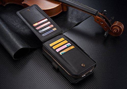 urvoix Galaxy Note4 Fall, Premium Leder Reißverschluss Wallet Multifunktionale Handtasche abnehmbarer Magnetic Schutzhülle mit Flip Card Holder Cover für Samsung Galaxy Note 4 N910 - 4
