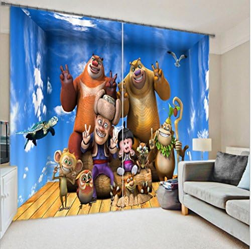 GYMNLJY 3D stereo Cartoon character Children's room Personalized decoration Art curtains Thick Blackout Window Drapes , 1 , wide 2.03x high 2.13
