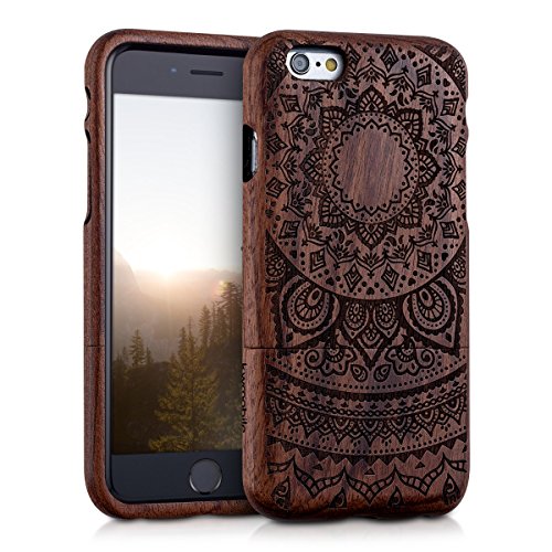 kwmobile Funda para Apple iPhone 6   6S - Carcasa de  Madera  para m  vil - Case Trasero  Duro  con dise  o de Sol hind  
