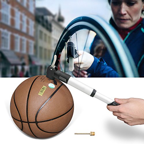 Mini Fahrrad Luftpumpe Anleitung bei DigHealth, 120PSI Teleskopische, Aus Aluminium,Für Presta und Schrader Luftventile, mit Glueless Puncture Repair Kit und Reifenheber, umrahmen Berg und Bälle Nadel - 2