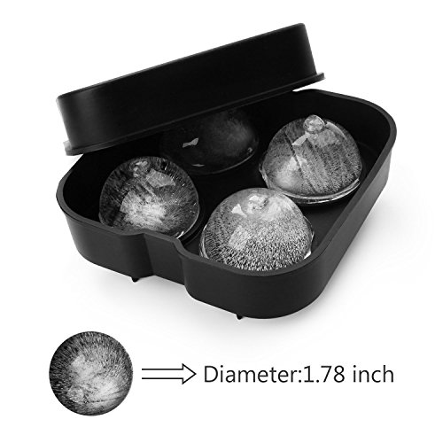 Eiskugelform Ice Ball Mould Sphere, Silikon Ice runden Maker 4 runde Eiskugeln mit 4,5 cm Durchmesser, perfekt für japanischen Whiskey, Cocktail und jedes Getränk - 4