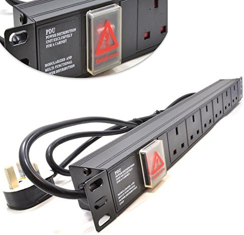 Gadget Zone UK 1U 6 Way 13A PDU Rack Switch Mount Power Extension Bar Cabinet Distribution Unit