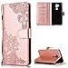 Produktbild FNBK Handyhülle für LG G7 PU Leder Brieftasche,LG G7 Hülle, Spitzen Blumen Flip Wallet Stand Case Card Slot Leder Tasche Karteneinschub Magnetverschluß Kratzfestes in Rosegold Schutzhülle für LG G7