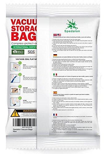 Vakuum Aufbewahrungsbeutel – Set aus 8 wiederverwendbaren Platzsparern (4 große (100x80cm) + 4 mittlere (80x60cm)) mit kostenloser Handpumpe für Reisen. Die besten vakuumbeutel für Kleidung, Bettdecken, Bettwäsche, Kissen, Wolldecken, Vorhänge - 2