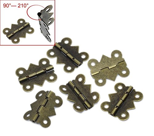 100 Scharniere für Boxen, Schatullen, Kästchen uvm. 2 x 1,7 cm, antik messing - 3