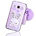 Produktbild Sunroyal Lovely Ultra Thin Faltbare Cartoon Funny Smile Bunny Glitzer Bling Diamant Rabbit Ear Schutzhülle Transparent Bumper Zurück Zubehör Set Silikon Gel Hülle Rückseite für Samsung Galaxy J7 2016 mit Standfunktion Schale Handy Tasche Case , Lila Purple Muster Design Hülle Handy Cover Etui