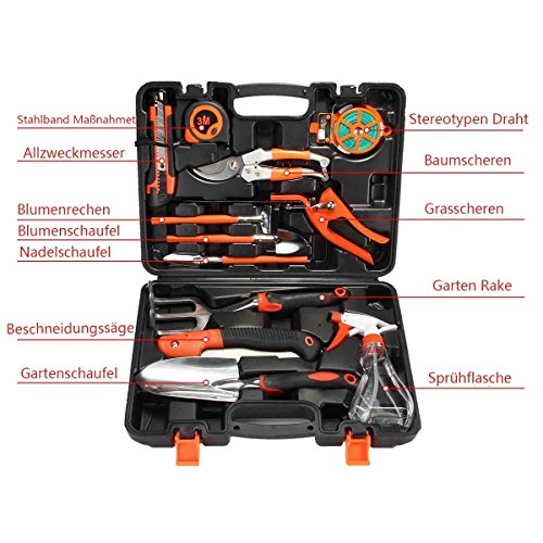 12Pcs Bonsaiwerkzeug set Pathonor Gartenarbeit Werkzeug Set Gartenschere, Spaten, Schaufel ideal für Profigärtner kleinere Arbeiten am Beet oder Balkon - 4