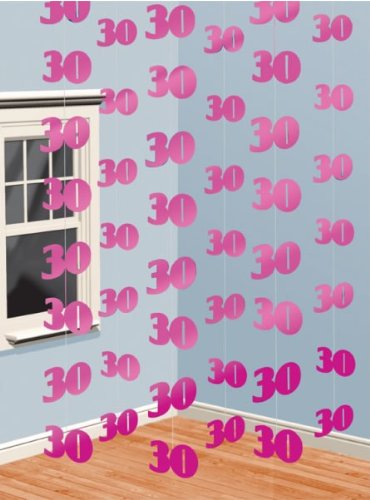 PINK 6 X Hänge Dekoration 30. Geburtstag Girlanden - 2
