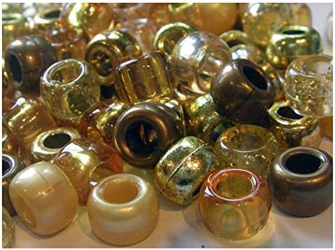 100 Gold Rush Pony Bead Mix 9mm x 6mm