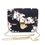 Damen Klein Umhängetasche Goosun Frauen Schmetterling Mit Blume Drucken Metall Schnalle Kette Handtasche Tote Henkeltasche Kleine Schultertasche Handy Tragetasche Geldbörse Taschen (1 pcs, Schwarz)