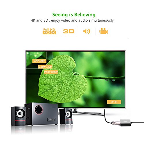 UGREEN Aktive Displayport auf HDMI Adapter 4K Auflösung inkl. Audio Übertragung DP Stecker zu HDMI Buchse vergoldete Kontakte Schwarz - 4