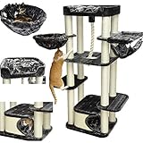 Größe: XL - Farbe: grau - Zielgruppe: große Katzen (z.B. Maine Coon, Norwegische Waldkatzen, Ragdoll) - Besonderheiten: XL Sisalstämme, besonders große XL Stepp-Liegemulde, XL Katzenliege und kratzfreundlicher XL Katzenhöhle mit Teppichbezug.