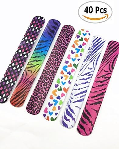 40pcs IFfree Slap Bracelets with print zebra ,cheetah, tiger, hearts,Toy Party Favors For Children