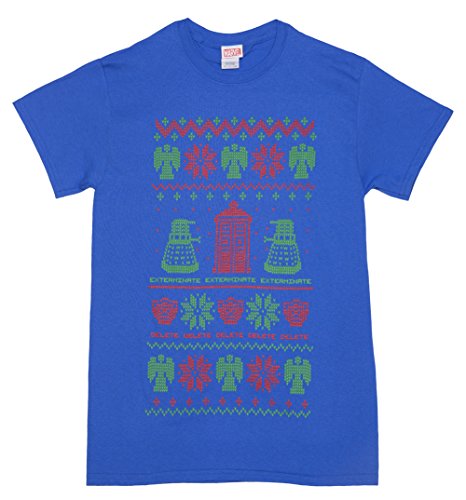 Titan Merchandise Mens Blue Doctor Who Fair Isle Knit Design T Shirt