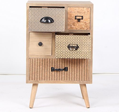 Viva Home Cabinet Made Of Paulownia Wood Unique Design Handmade With 5 Drawers, 40 x 30 x 64 cm