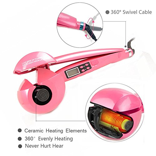Curling Wimpernzange Keramik Roller Eisen Wave Maschine Dampfgarer Magic Automatische Keramik Curling Werkzeug (Euro-Stecker) (Pink) - 4
