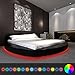 Produktbild Anself Polsterbett Doppelbett Bett Ehebett Rundbett mit LED-Leiste 180x200cm ohne Matratze Schwarz