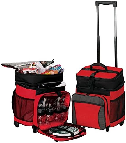 Picnic Rolling Hold 36 Cans Cooler on Wheels- Red by Superdeals Store