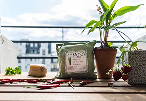 Le Sac MOSO (Die Moso Tasche) Version 200GR – Natürliche Luftreiniger , Deodorant, Feuchtigkeitsabsorber , geruchlos – gefertigt aus 100% Bambuskohle – 200 Gr Grau - 7