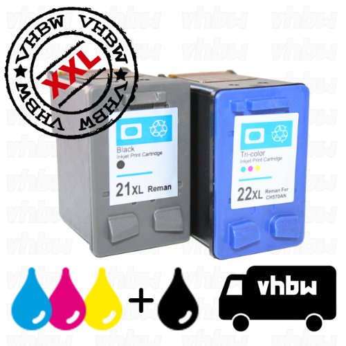 vhbw kompatible Ersatz Tintenpatrone Druckerpatrone Set für Drucker HP DeskJet F4175, F4180, F4185, F4188, F4190, F4194