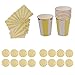 Produktbild MagiDeal 44pcs / Set Einwegbecher Papierservietten Pappteller 18 cm Tafelgeschirr Sets Gelb Streifen