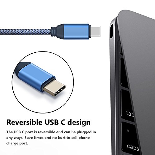 USB Typ C Kabel, USB C zu USB 3.0 Kabel, Higoo Typ C Kurzes Kabel 0.3M [1FT] Langlebiges Nylon geflochtenes Kabel USB Daten Sync + Schnelles Ladekabel für Huawei P9 Ehre 8s Galaxy s8 + Blau - 6