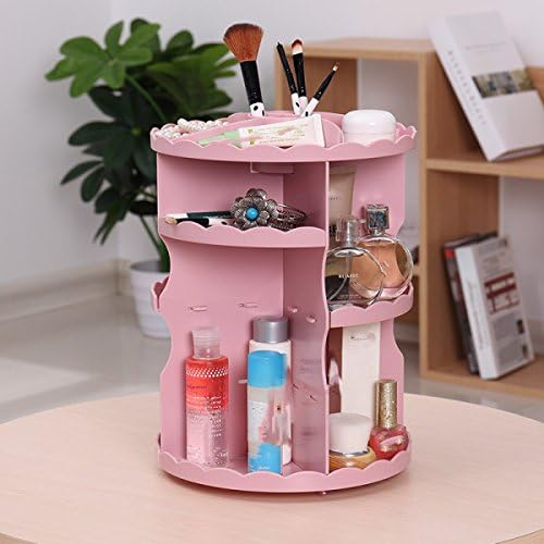LFGao Lace-type 360-degree Rotating Cosmetics Shelves Shelves Dressing Table,Pink