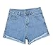 Produktbild Comomingo Hohe Taille Jean Shorts weiblicher Sommer verlieren Ragged Edge Denim Short Hot Pants mit Reißverschluss und Taschen Fashion Style