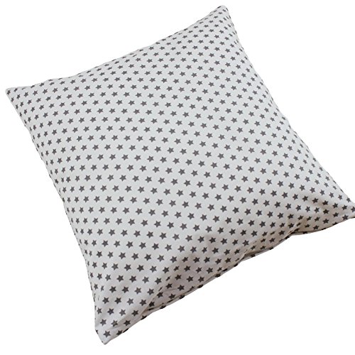 Kissenbezug 50×50 cm Sterne Grau auf Weiß Baumwolle Kissenhülle - 3