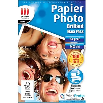 Micro application 5248 Maxi pack Papier Photo Brillant 10 x 15 200 g/m² 180 feuilles