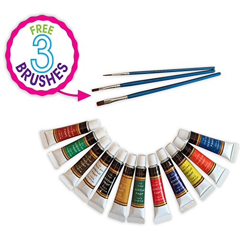 Acrylfarbe 12 Set von Crafts 4 All Für Papier,Leinwand,Holz,Keramik,Stoff & Handwerk.Nicht toxisch & Lebendige Farben.Rich Pigmente and High Qualität -Für Anfänger, Studenten & Professionals Künstler - 4