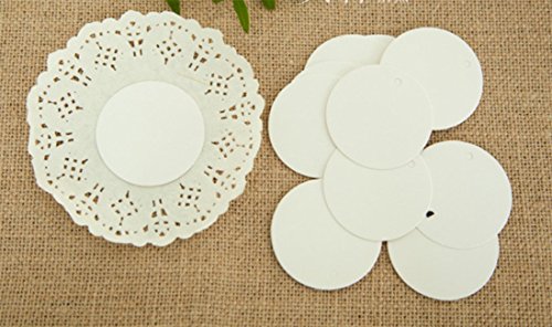 Hosaire 100 Etikett Runde Form Kraftpapier Tags Selbstgestalten Anhänger Etiketten DIY Deko Hochzeit Party Etikett Preisschild Schilder Geschenk Anhänger Kofferanhänger Label,5 x 5 cm - 5